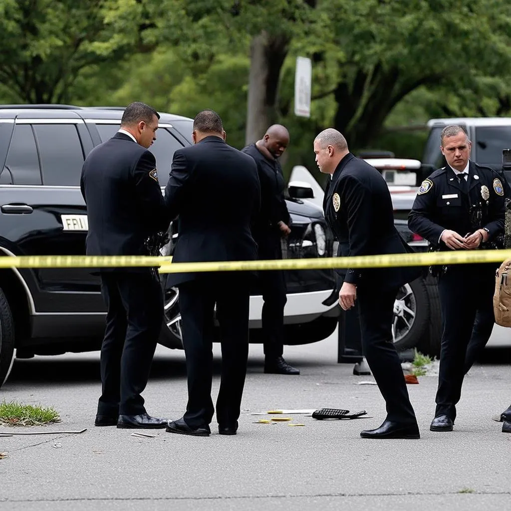 FBI agents investigating a crime scene