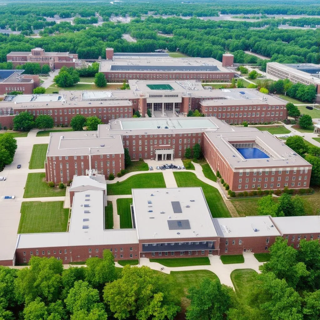 Aerial view of the FBI Academy in Quantico