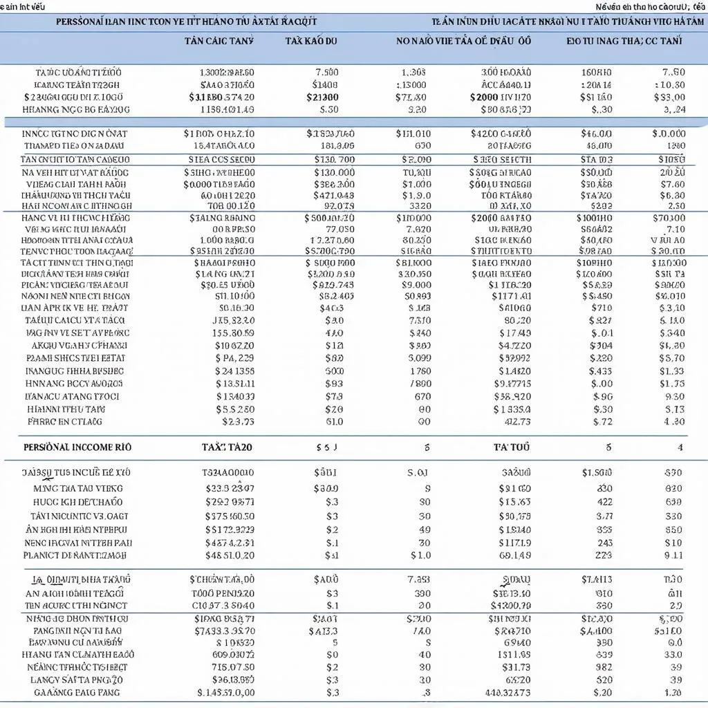 Bảng tính thuế thu nhập cá nhân
