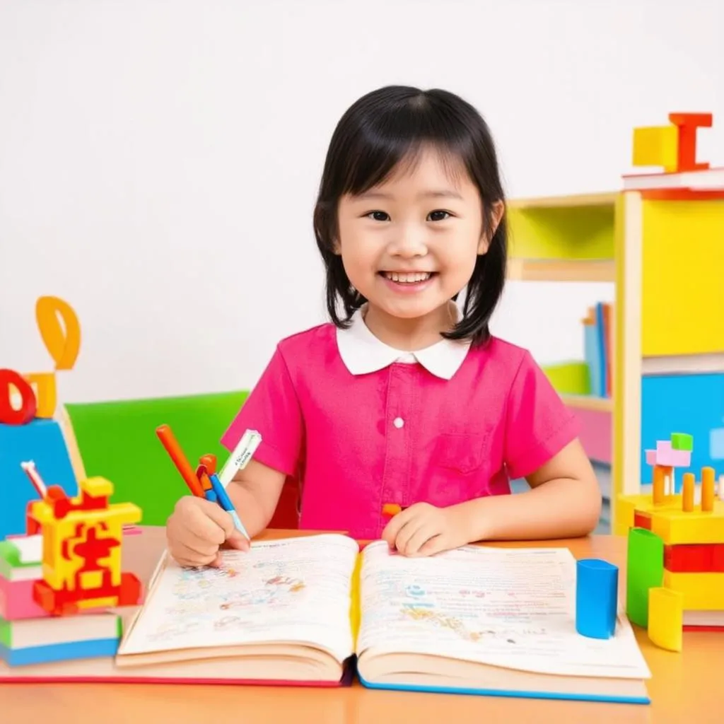 Little girl learning Vietnamese