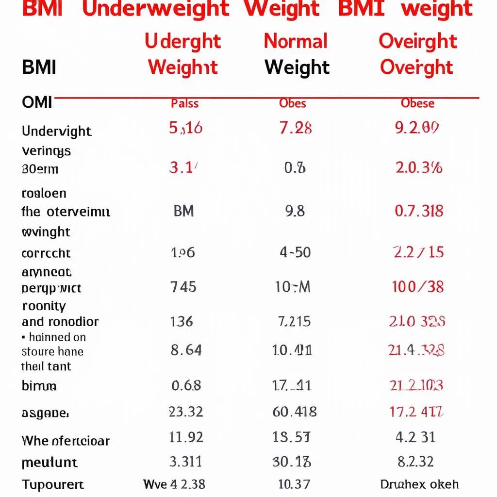 Bảng BMI