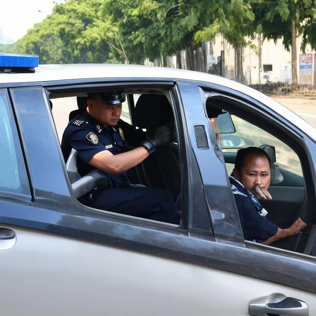 Cảnh sát giao thông tư vấn cho tài xế ô tô