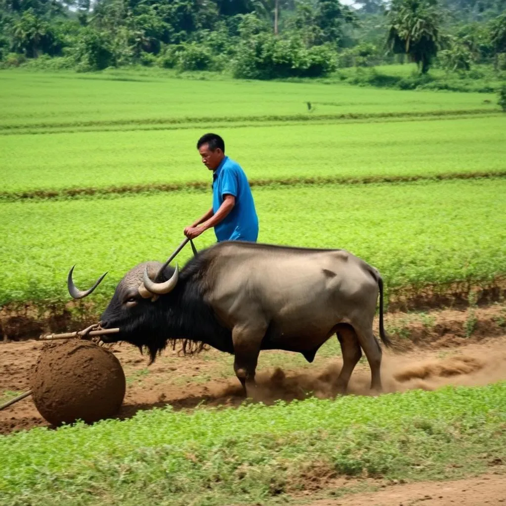 Người nông dân cày ruộng