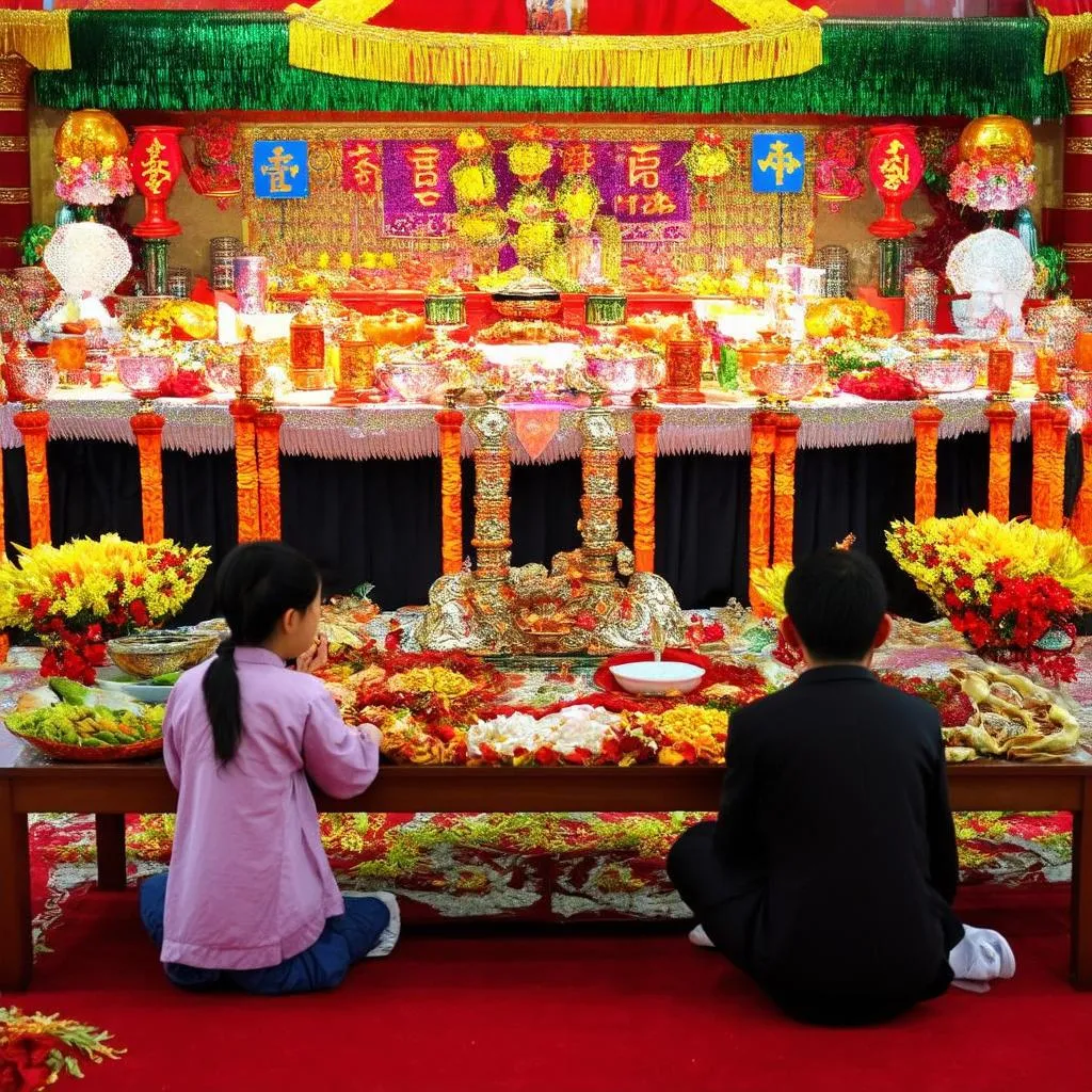 Praying for good luck on Tet holiday