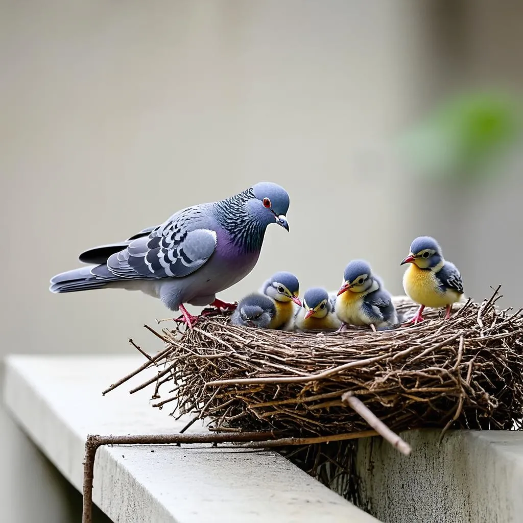 Pigeon and its Nest