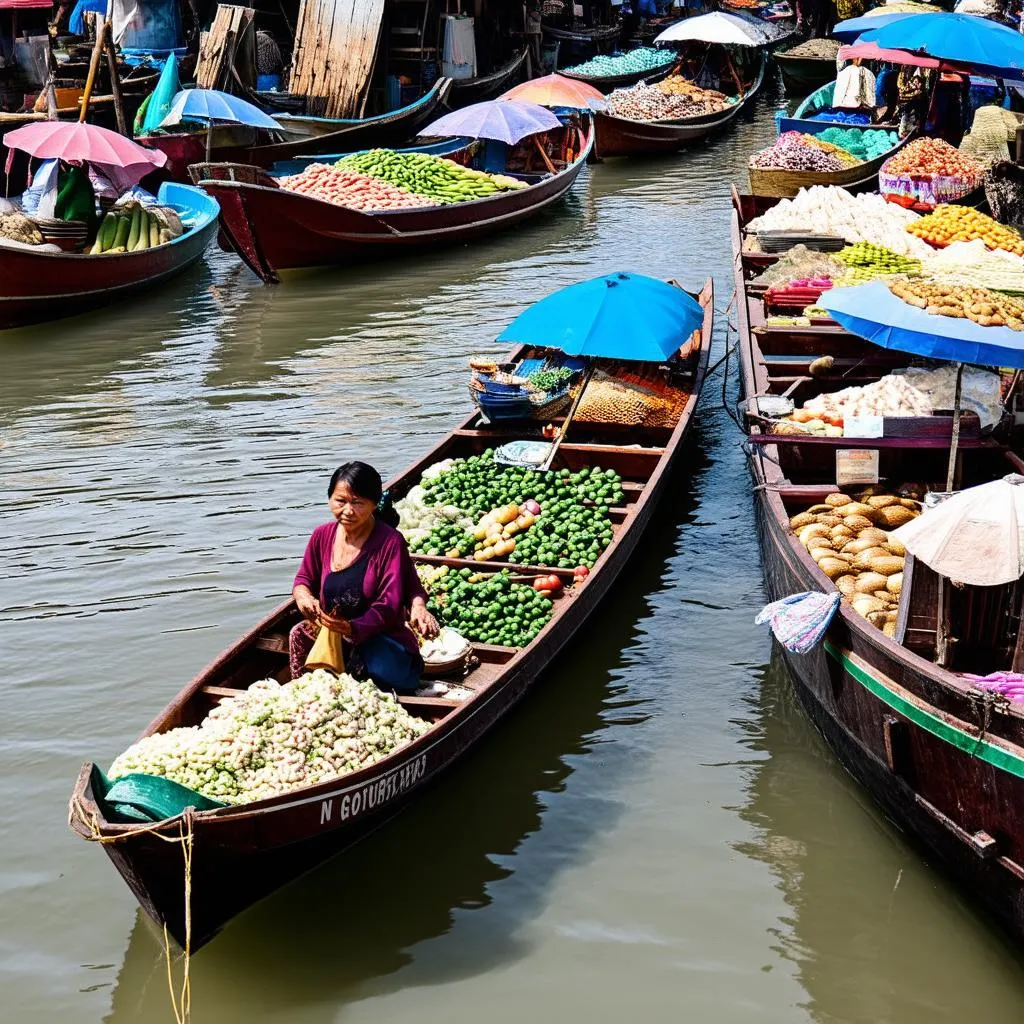 Chợ nổi Cần Thơ tấp nập