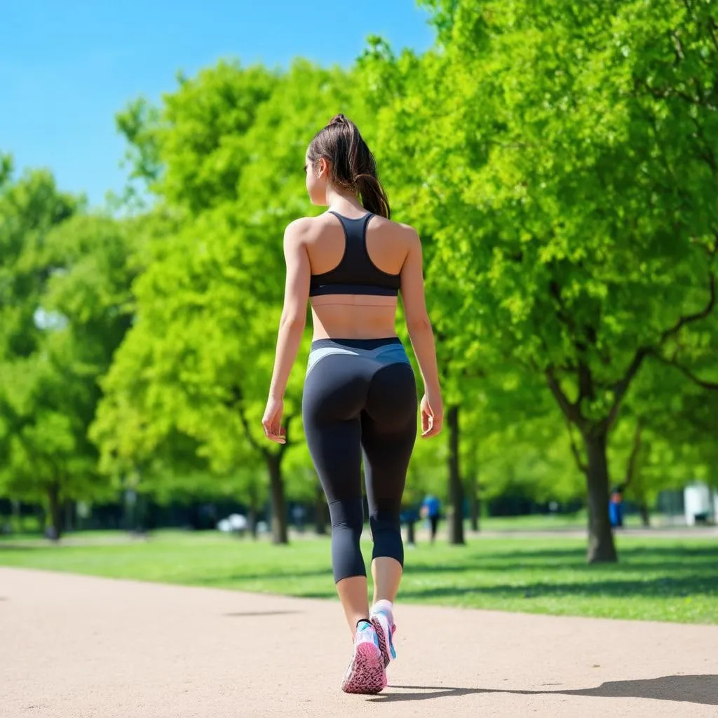 Girl walking in the park