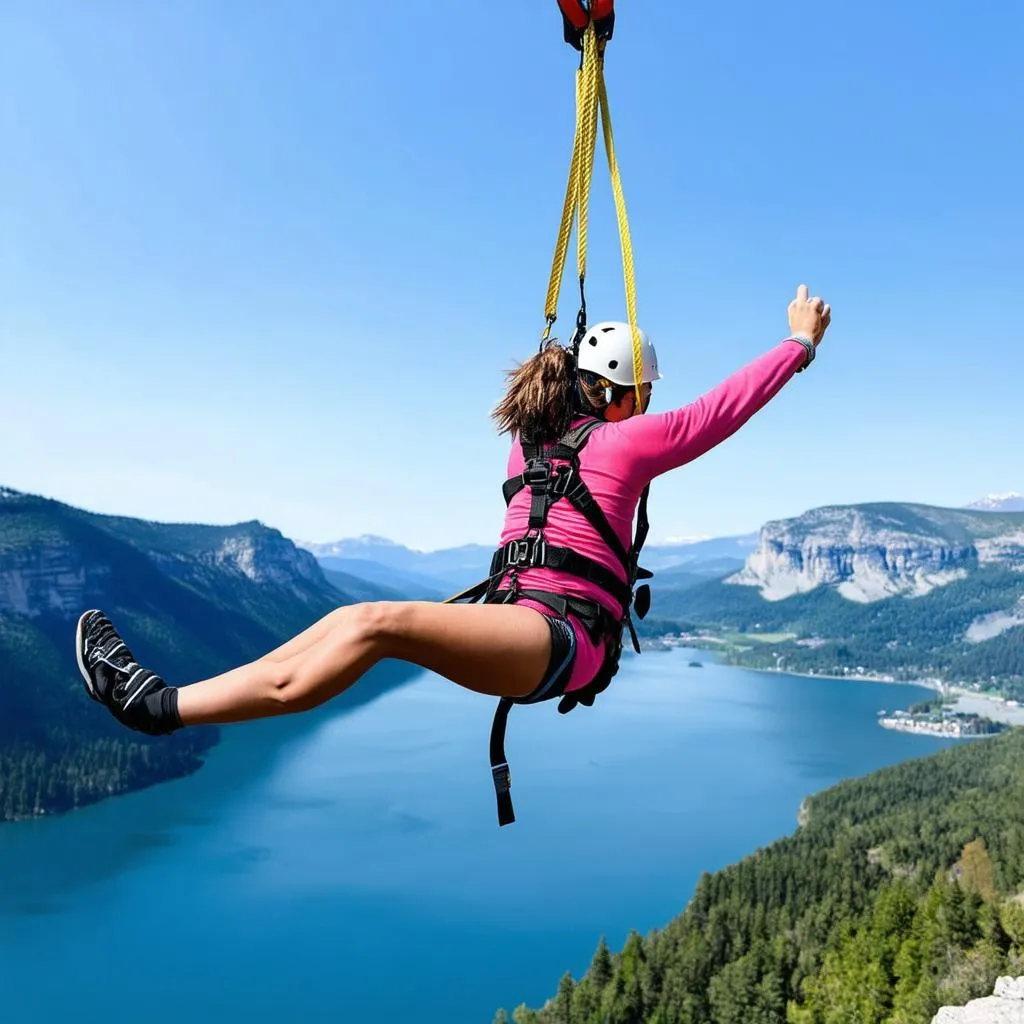 Cô gái đang nhảy bungee