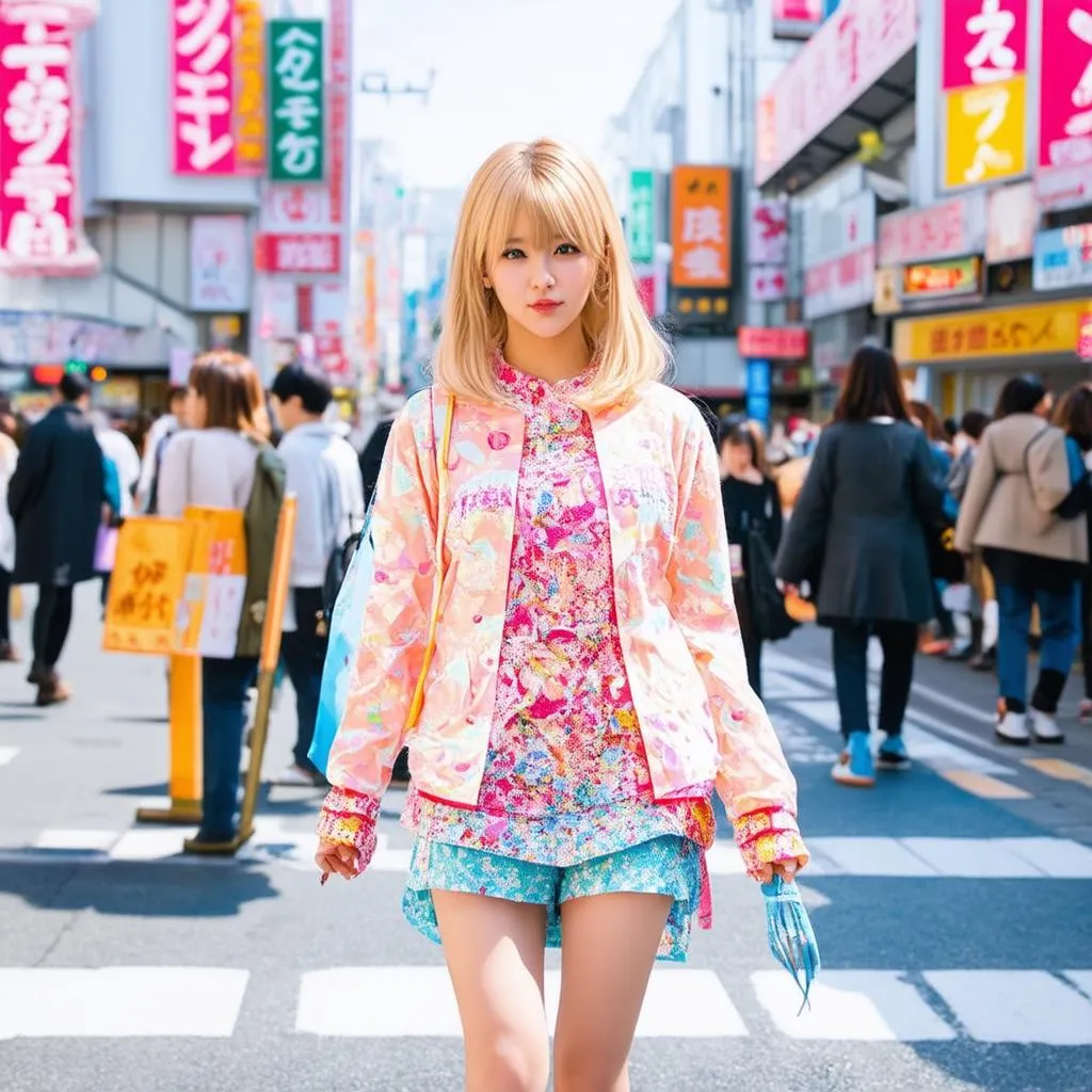 Gyaru girl walking down the street