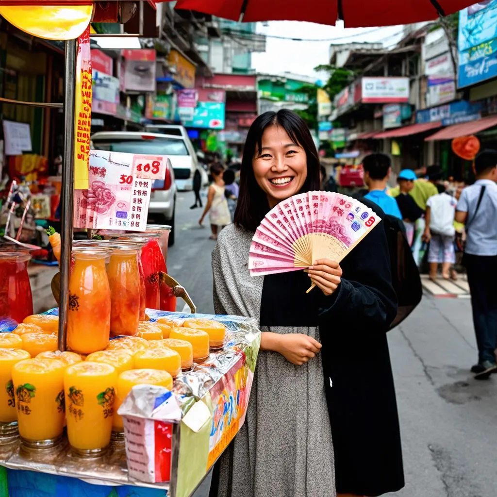 Cô Lan bán hàng nước