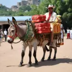 Con la chở hàng trong cung vua chúa