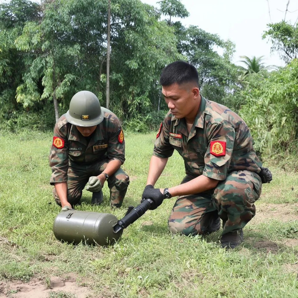 Công binh rà phá bom mìn