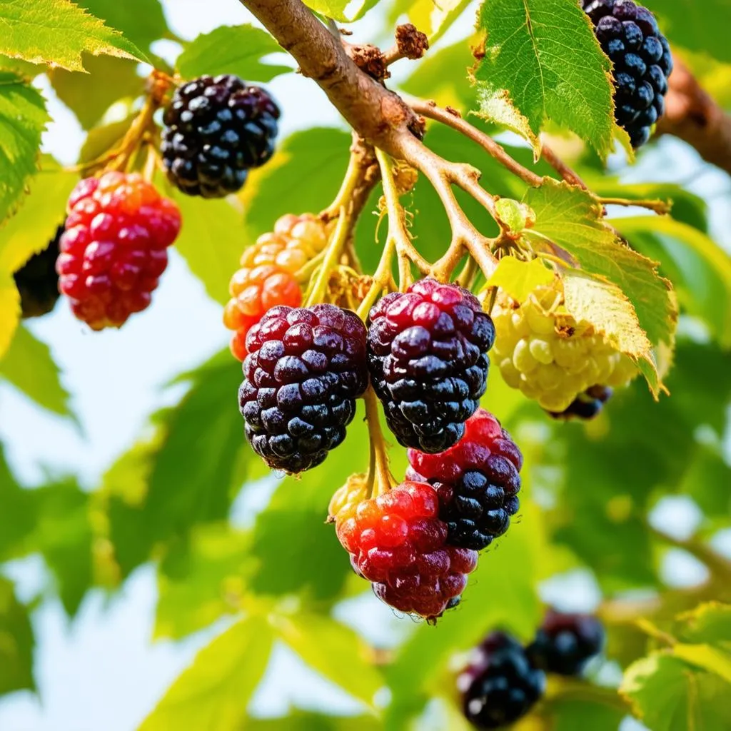 Mulberries on tree