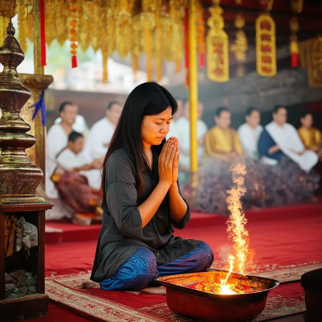 Praying at temple