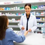 Pharmacist advising patients