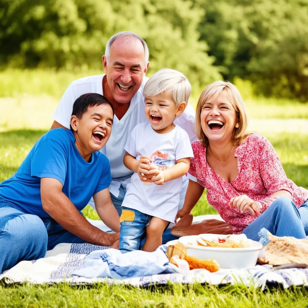 Happy family having good time together