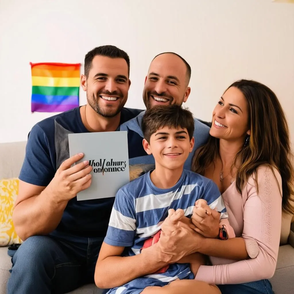 Happy family with gay son