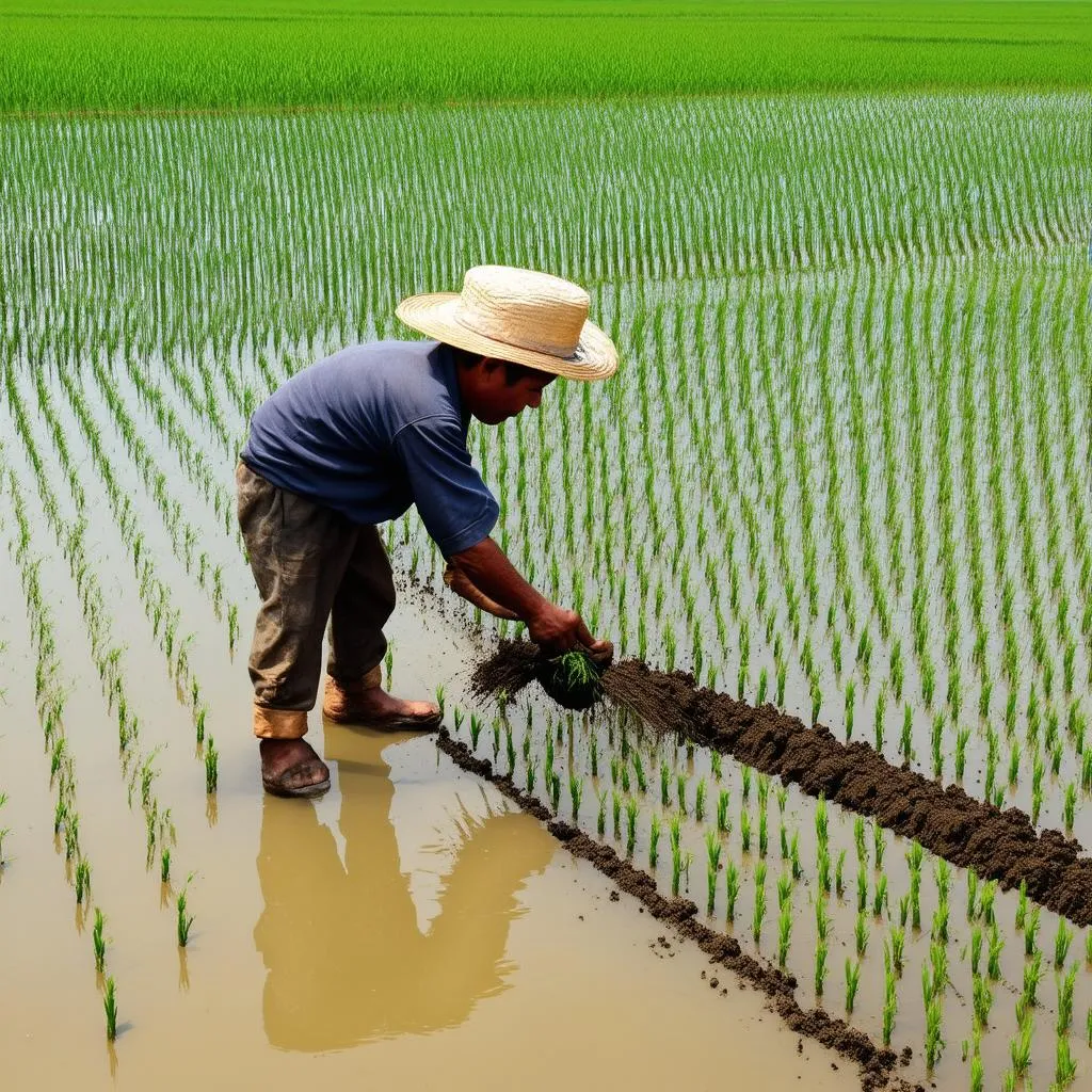 gieo mạ, trồng lúa, nông dân, phàm phu tục tử