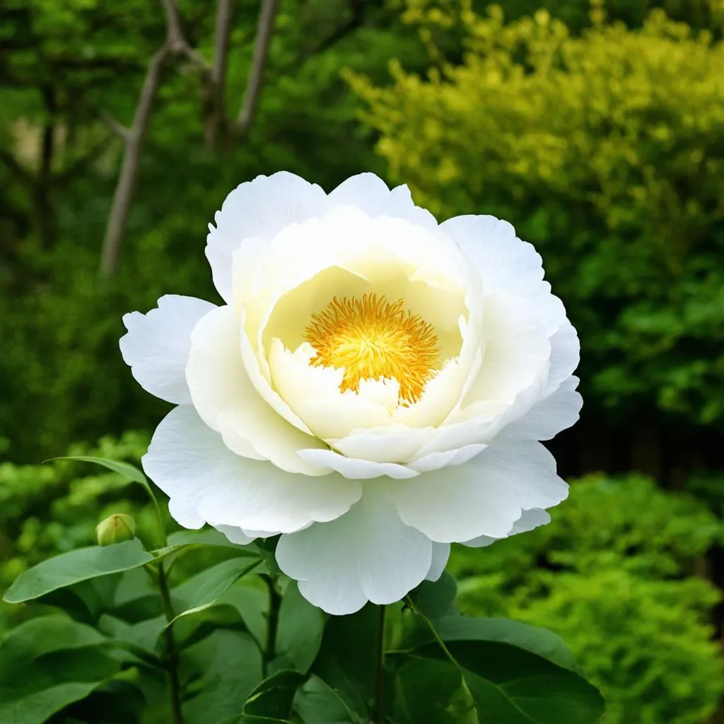 Hoa peony trắng trong vườn