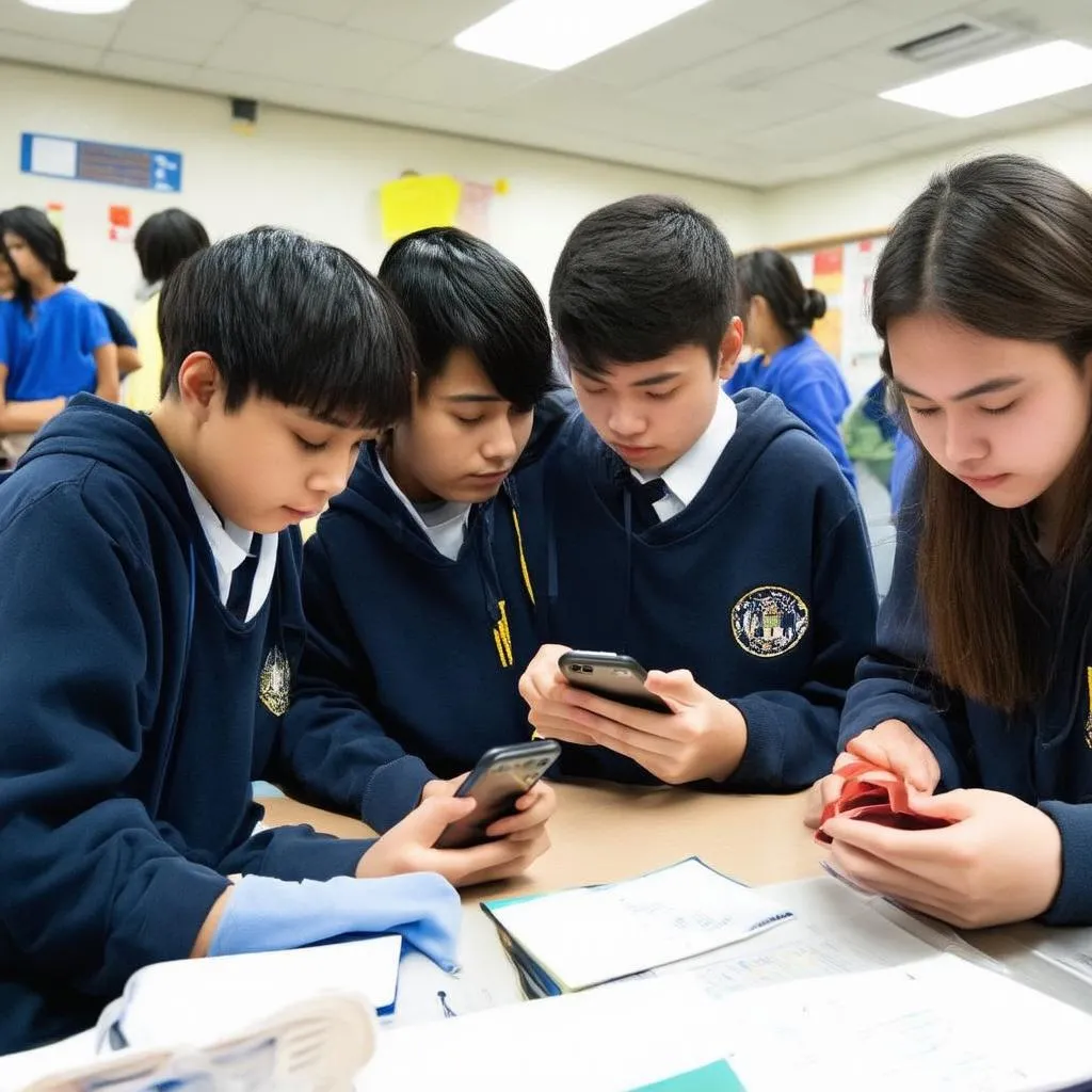 Students using phone