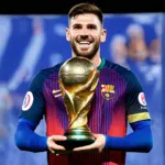 Lionel Messi nâng cao chiếc cúp vàng World Cup