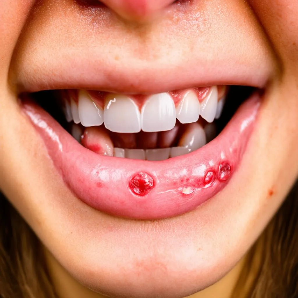 Cold sores caused by Herpes Simplex Virus