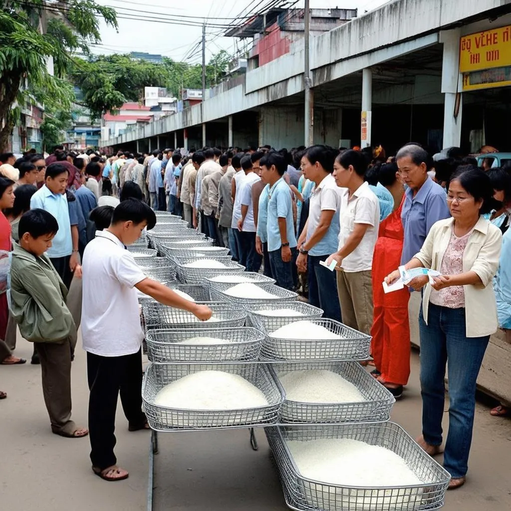 People queuing to buy food