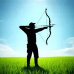 A person is shooting an arrow from a bow.