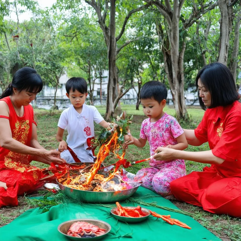 Gia đình làm lễ xả tang