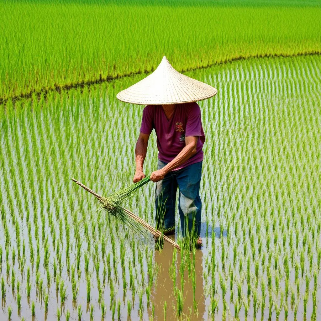 nông dân trồng lúa