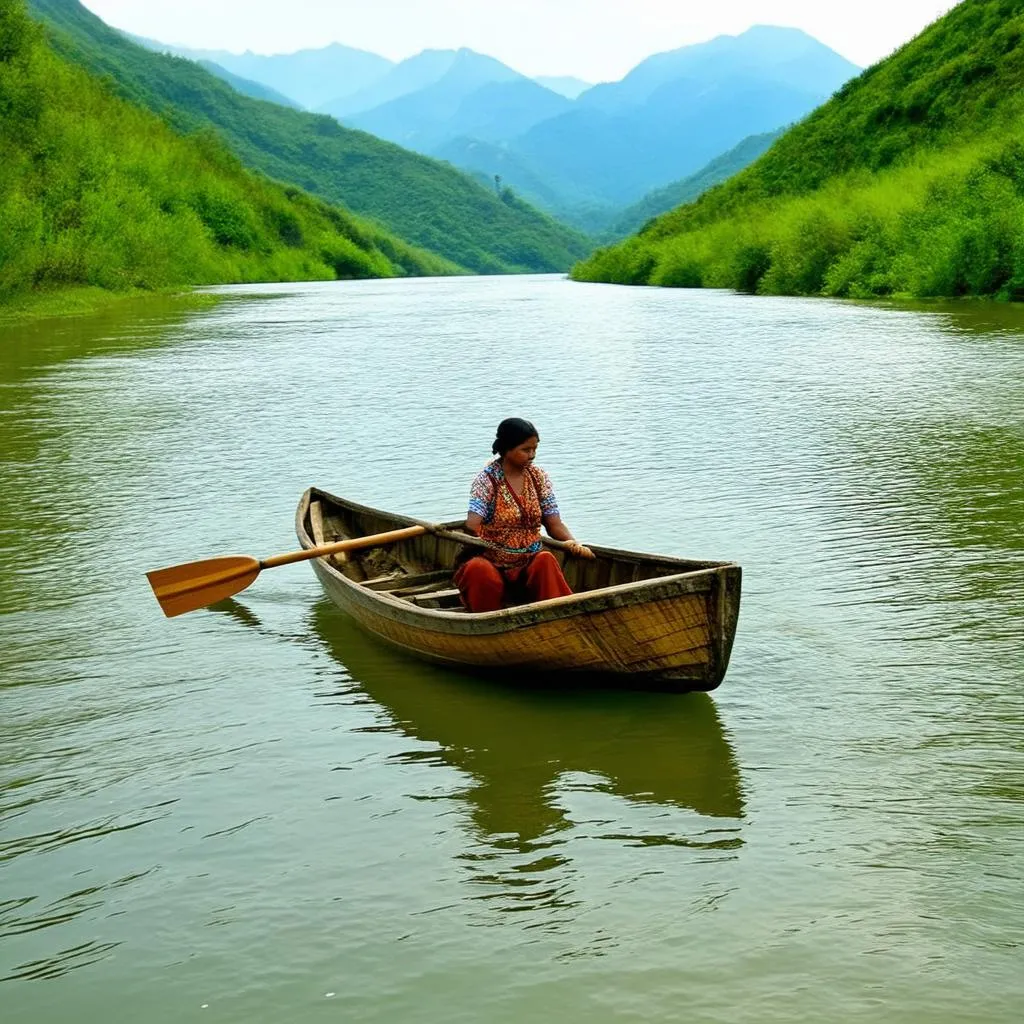 woman rowing boat