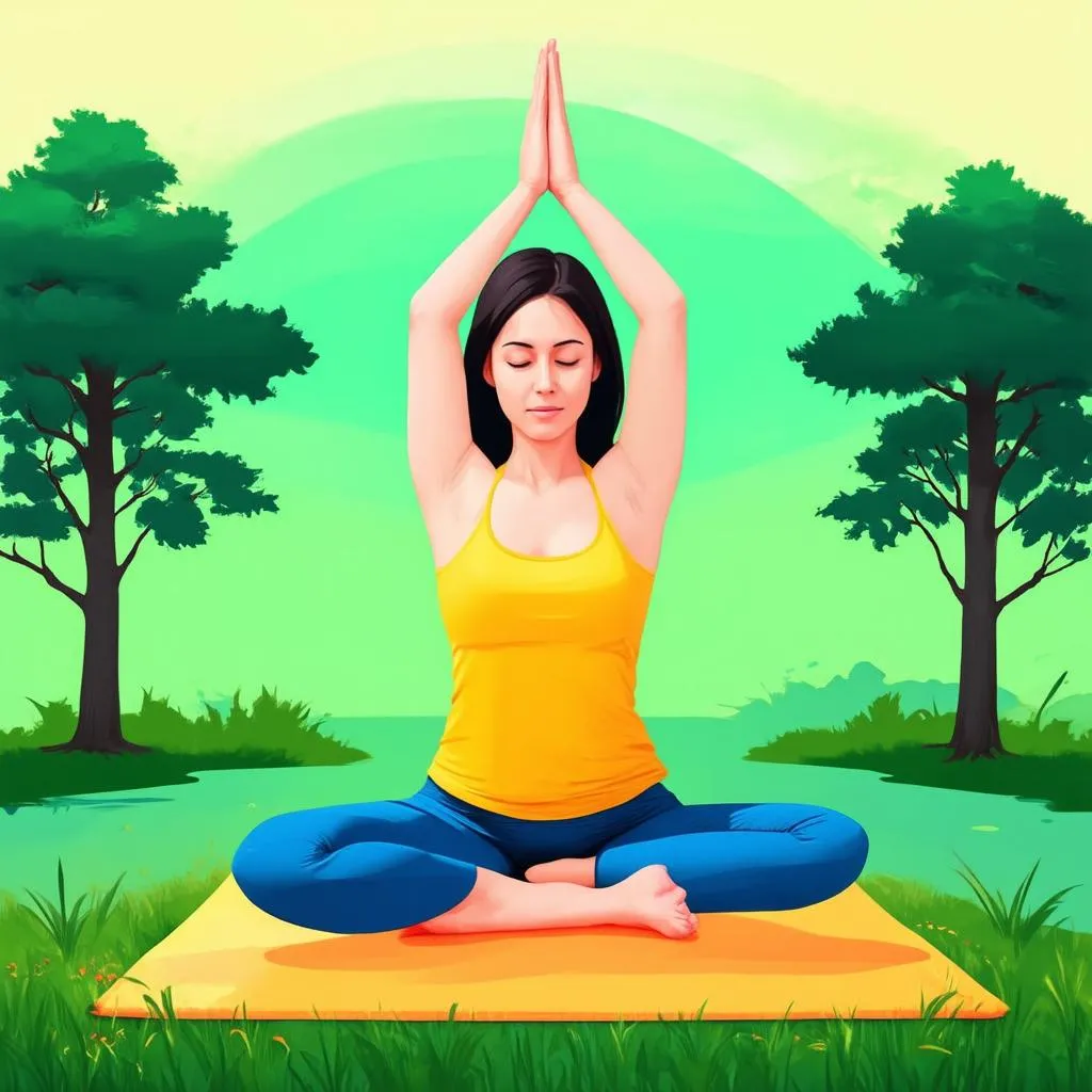 người phụ nữ đang tập yoga