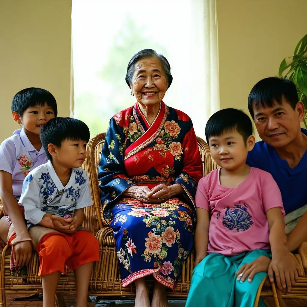 An old woman living on her children