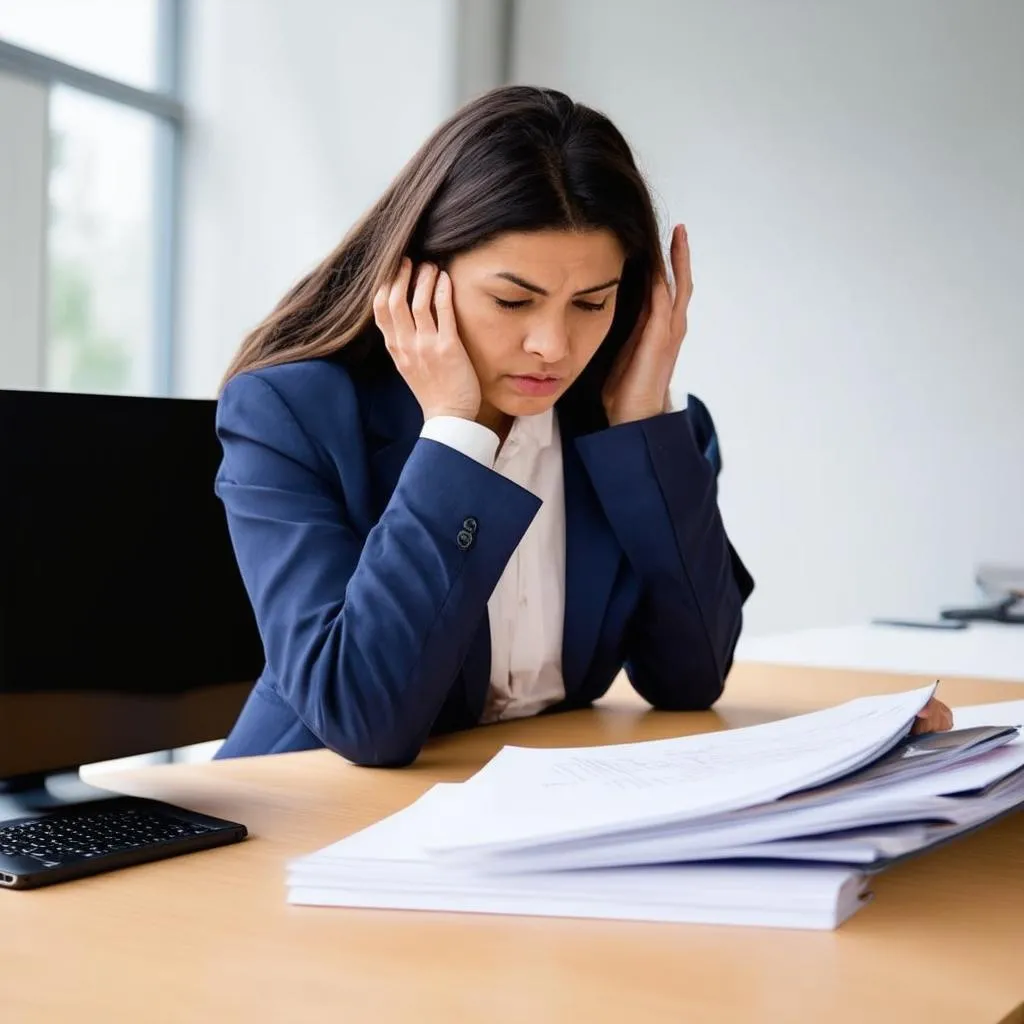 Người phụ nữ stress công việc