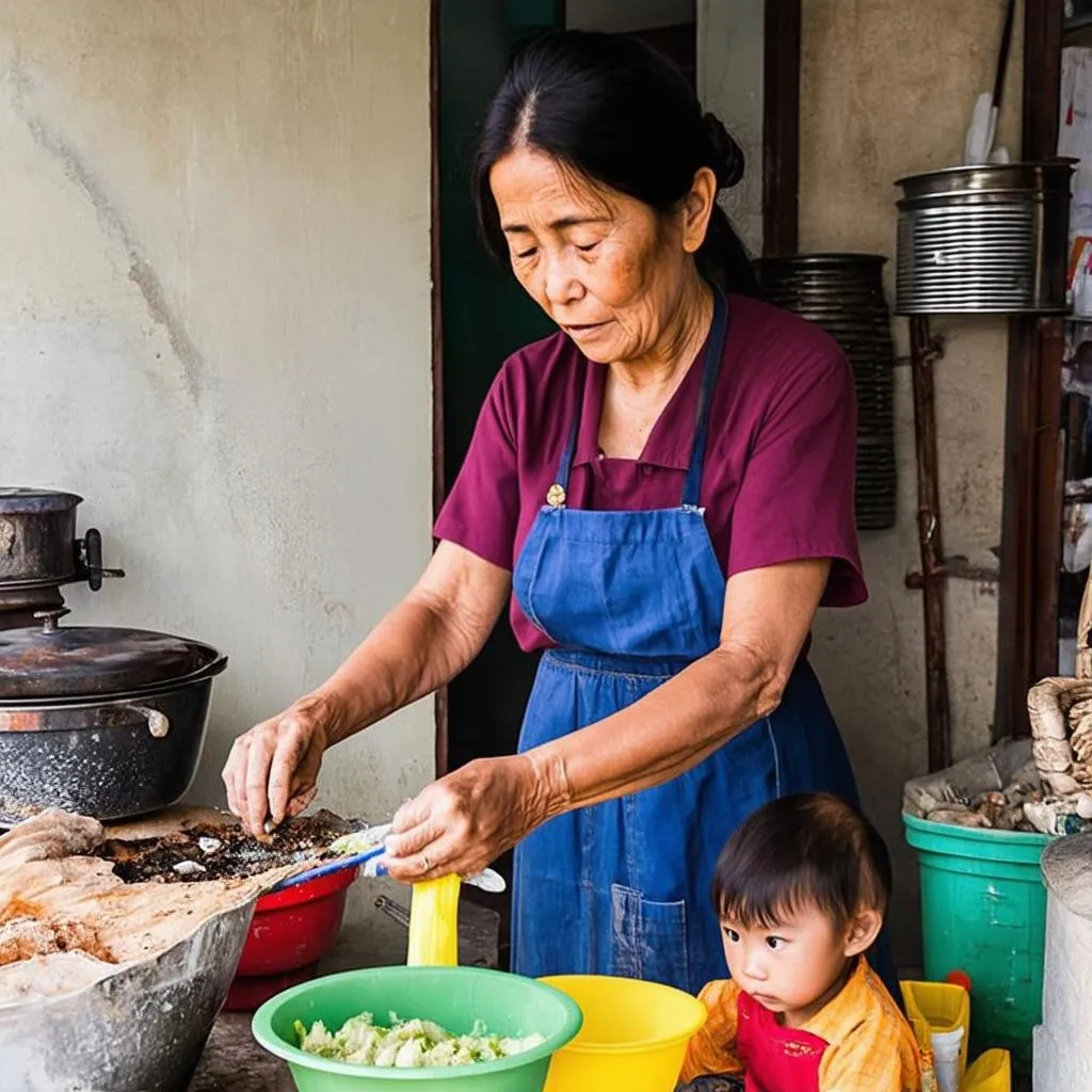 Người phụ nữ tần tảo trong gia đình