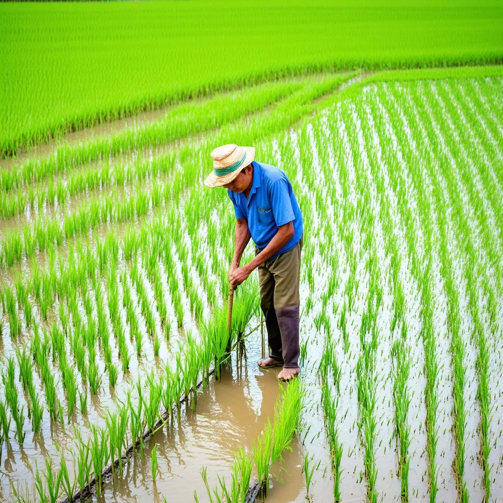 Nông dân cấy lúa