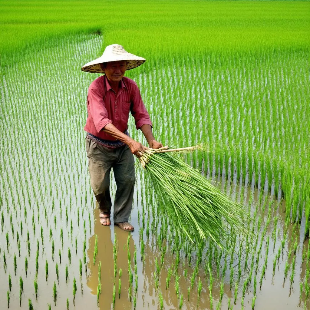 Nông dân thu hoạch lúa