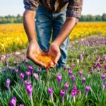 Người nông dân thu hoạch saffron