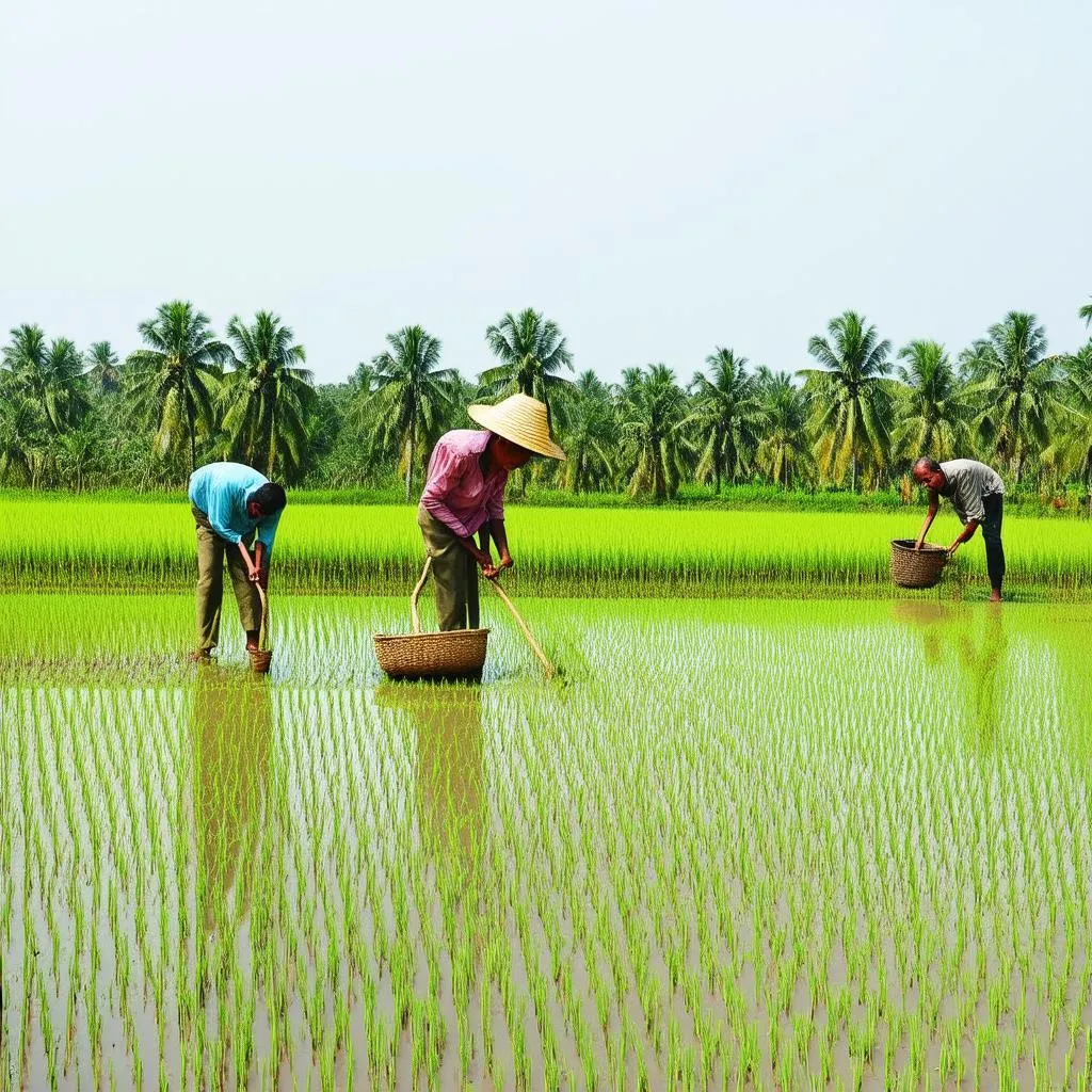 Nông dân cấy lúa