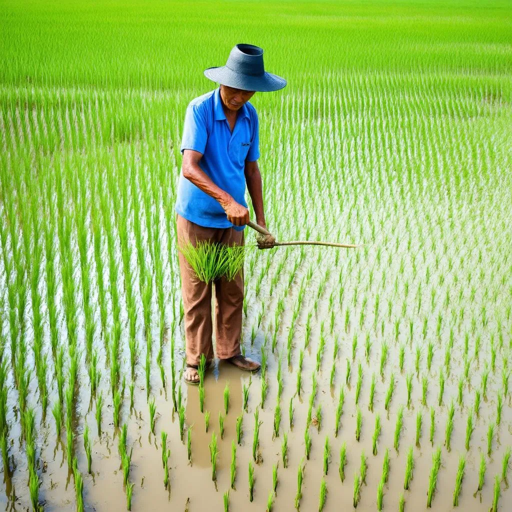 Nông dân trồng lúa