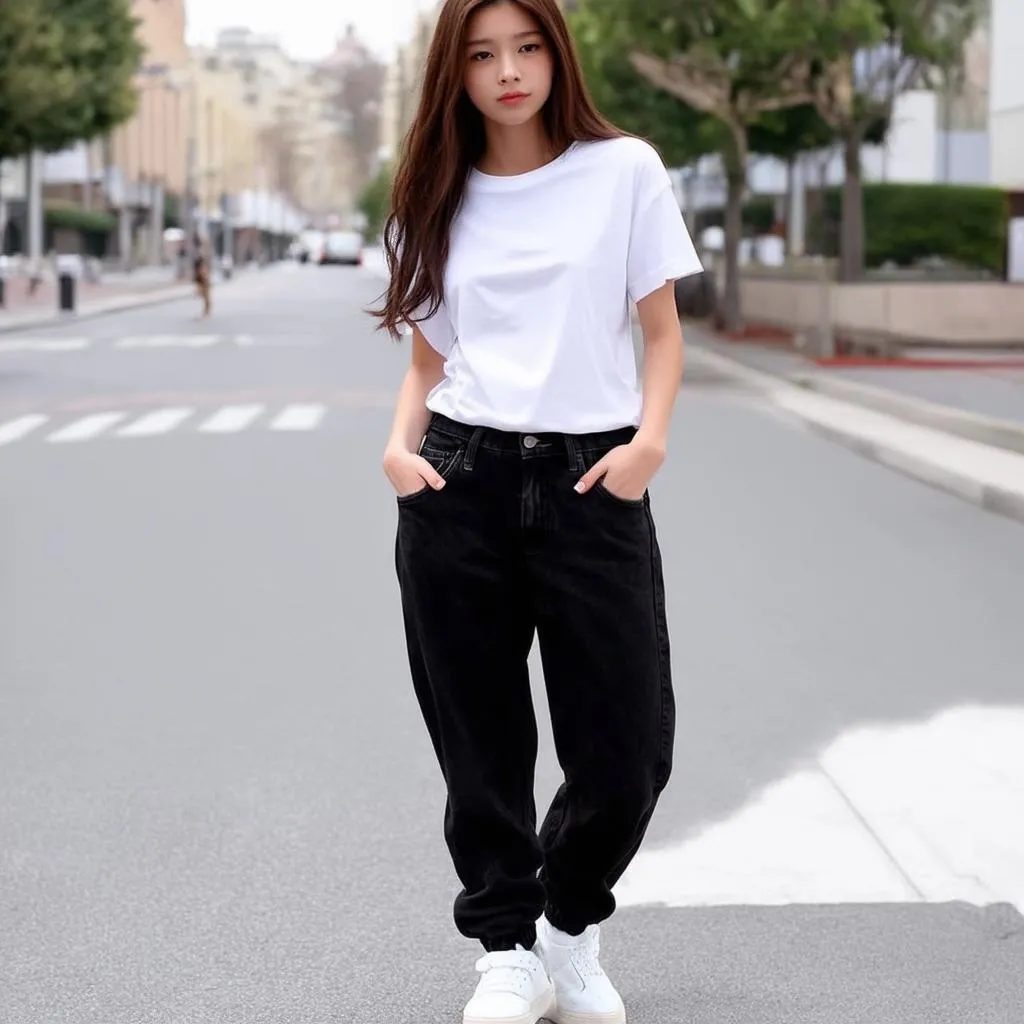 Quần baggy jeans nữ