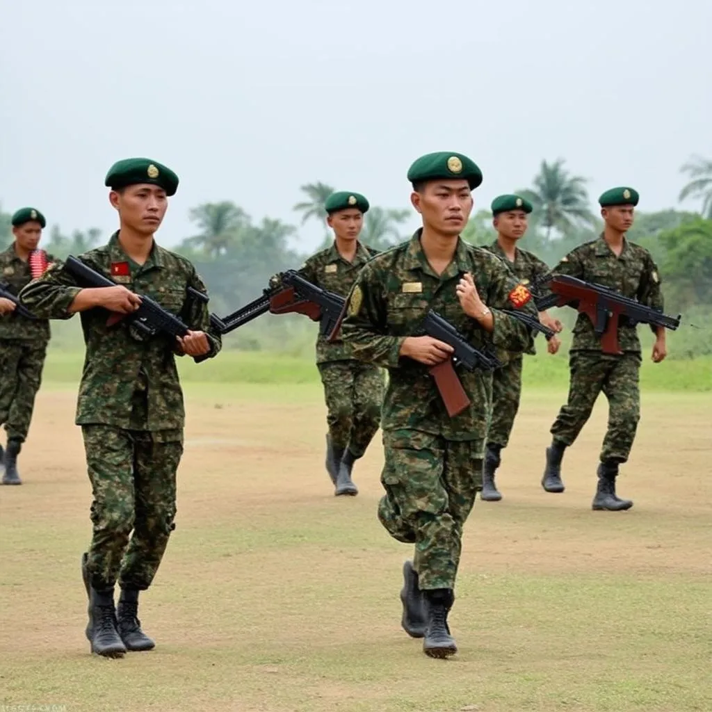 Các quân nhân chuyên nghiệp đang tập luyện