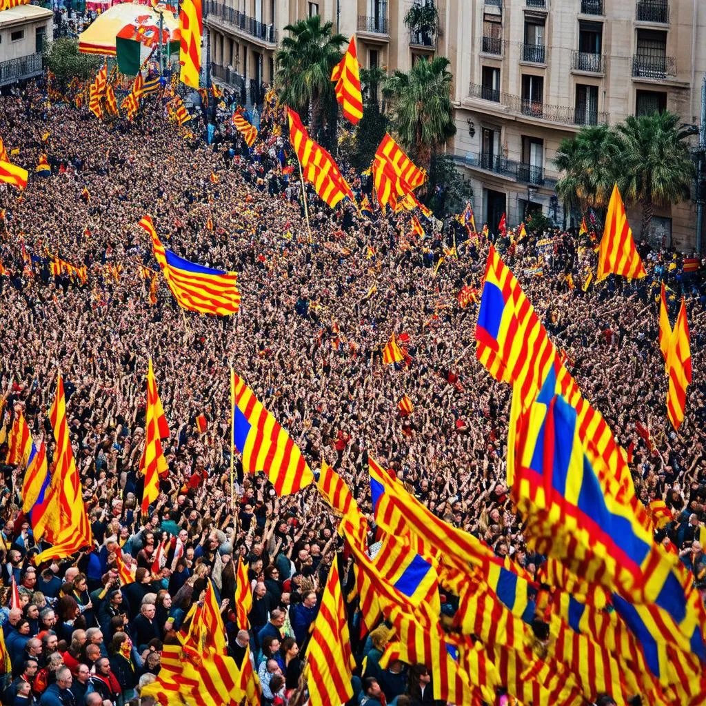 Catalonia Square during a national festival