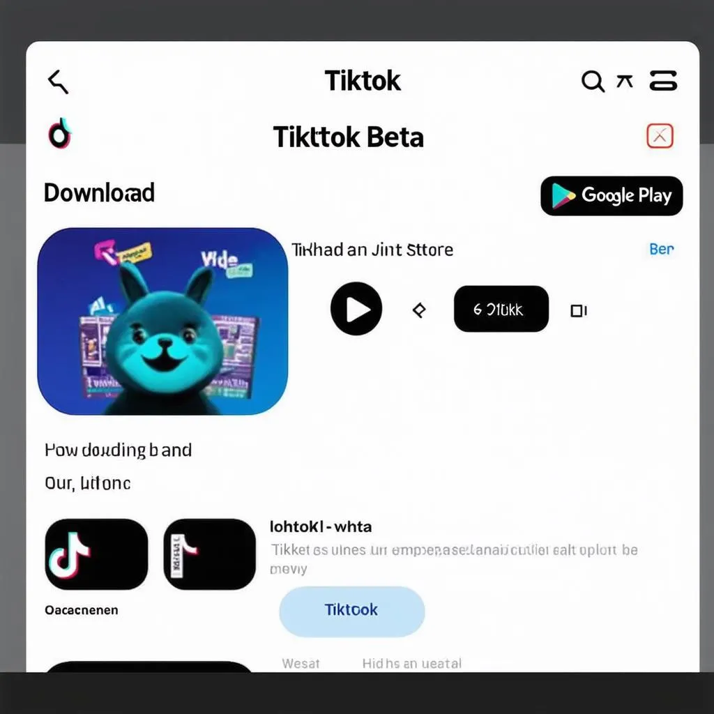 Giao diện tải xuống ứng dụng Tiktok Beta