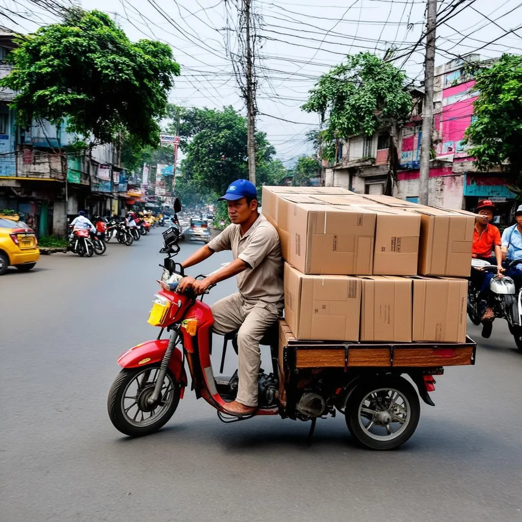 Xe ba gác chở hàng