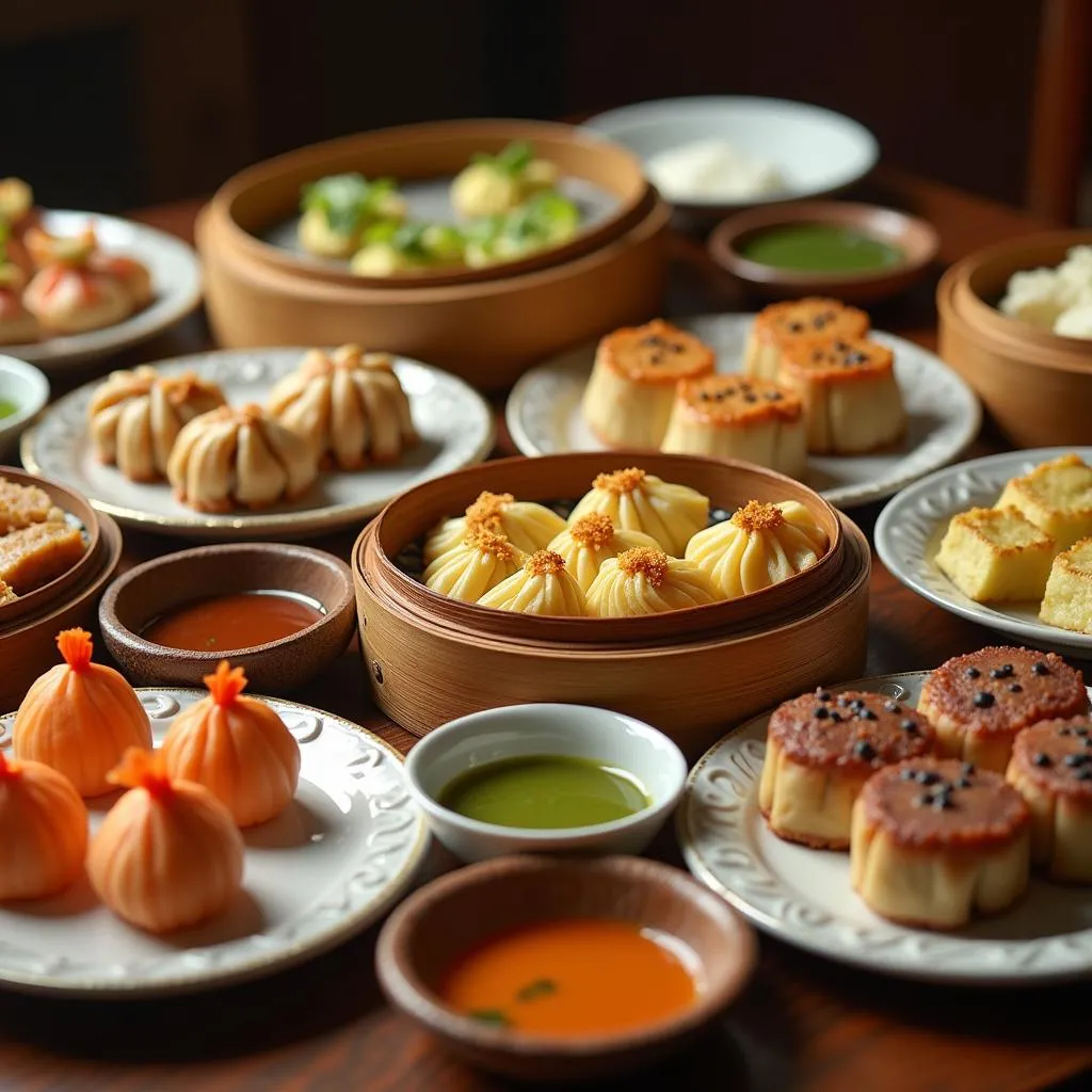 Bàn tiệc dimsum hấp dẫn tại Quảng Châu