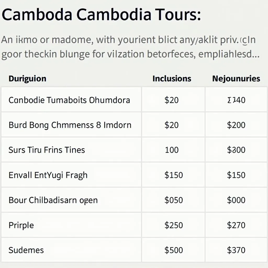 Bảng giá tour Campuchia SaigonTourist