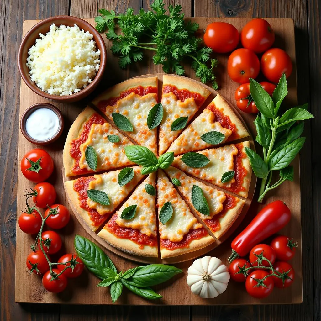 Nguyên liệu làm bánh pizza gần gũi