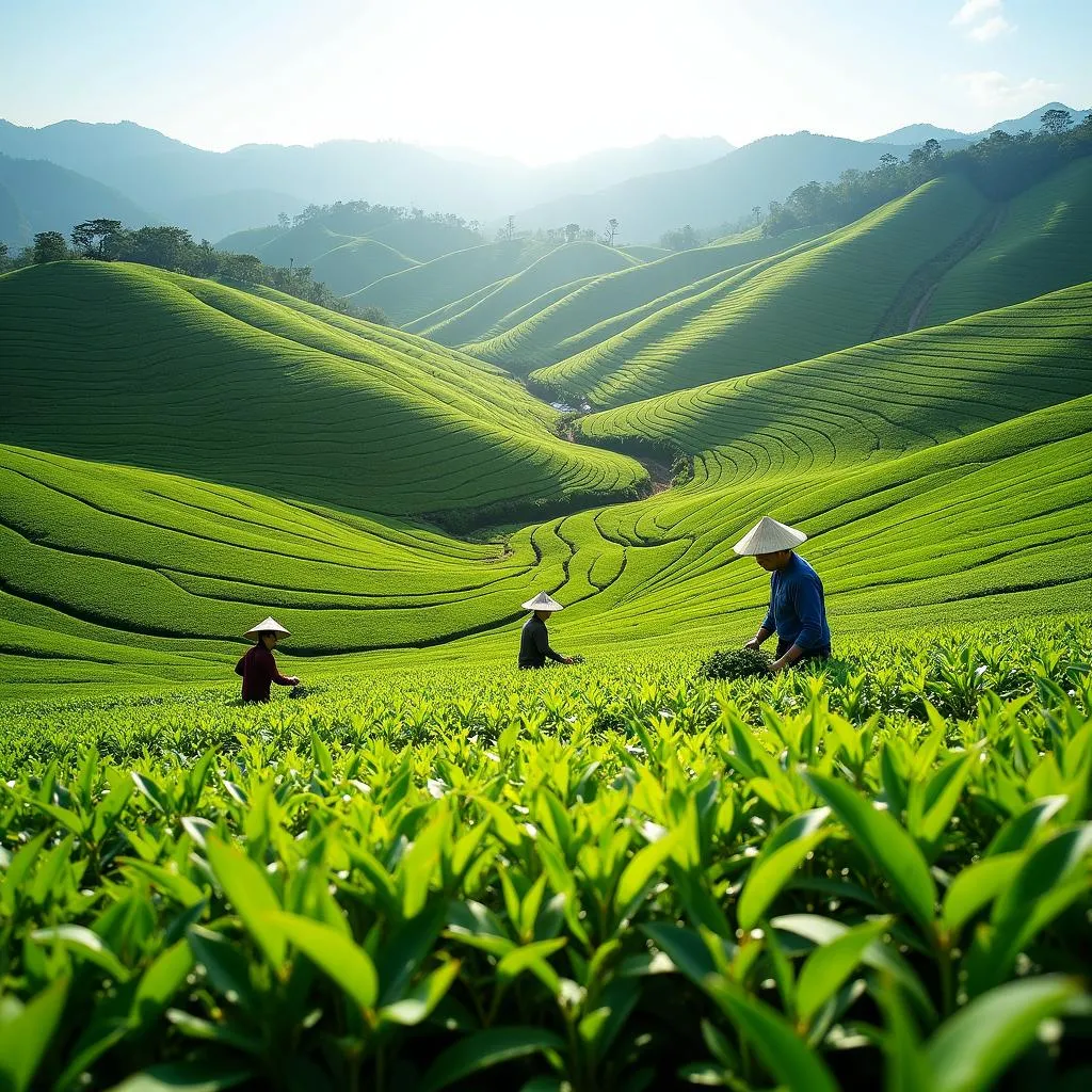 Cánh đồng chè Tân Cương Thái Nguyên