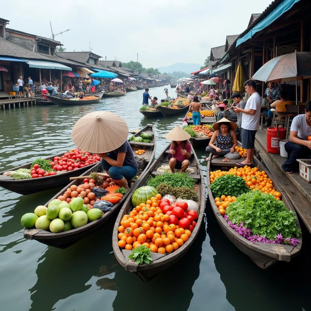 Khung cảnh nhộn nhịp tại chợ nổi Cai Lậy